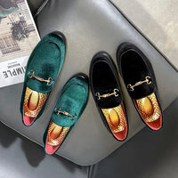 LCQL Men's Velvet Leather Driving Shoes - Dancing Fashion Slipper Casual Slip On Loafers Size 11.5 Green