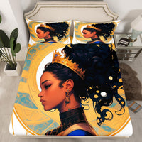 Manfei Black Exotic Style Women Fitted Sheet King Size with 2 Pillowcases,Beautiful Lady Bed Sheet Set,Girl African Top Flat Sheet Luxury Microfiber Breathable