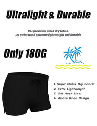 COOFANDY Mens Quick Dry Lightweight Square Leg Cut Trunks Swimwear, Large, 1 - Black