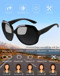 Joopin Oversized Sunglasses Womens Trendy, Polarized Big Black Sun Glasses for Woman UV Protection, Retro Ladies Large Square Shades Sunnies