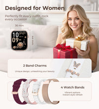 Iaret Smart Watch for Women, 1.83" HD Fitness Tracker with 4 Bands, Answer/Make Calls, Heart Rate/Sleep/SpO2/Step Tracking, 100+ Sport Modes, Android/iPhone Compatible Gift (White)