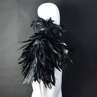 HOMELEX Black Witch Feather Collar Crow Shawl Costume Halloween Swan Wings Accessories Cape for Women