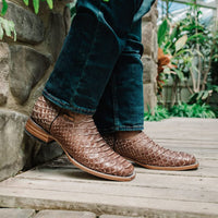 Soto Boots Mens Snakebike Python Print Boots H50032 (Tan,10)