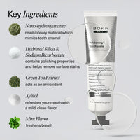 Boka Fluoride Free Toothpaste, Nano Hydroxyapatite Toothpaste, Appropriate for Sensitive Teeth, for Adult, Kids Oral Care - Whitening* Refresh Mint, 4 Fl Oz 1Pk