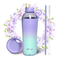 Allcho Allcho Insulated Water Bottle for Women, 18oz Stainless Steel Leak Proof Tumbler with 2 Lids, BPA-Free Tritan Chug & Straw Lid, Double Wall Vacuum Flask