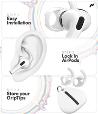 Proof Labs 4 Pairs for AirPods Pro 3 Ear Hooks Covers [Added Storage Pouch] Anti Slip Ear Tips Accessories Compatible with Apple AirPods Pro 3rd Generation (White)