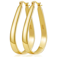 DORANA Large 14K Gold Plated Hoop Earrings for Women Oval Hoop Earrings Sterling Hoop Earring Lightweight Big Hoops Earrings