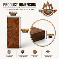 IECAP LLC Bookmatched Desert Ironwood Knife Handle Scales (Burl Ball Pattern) – Grade A, 1 Pair – Exotic Wood Knife Handle Material – Natural Iron wood Scales for Knife Making – 5 1/8 x 1 3/4 x 1/2 in