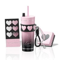 Sidagar 24 oz Stainless Steel Tumbler with Lid and Straw, Insulated Coffee Mug, Leak Proof, Portable Iced Travel Water Bottle, Reusable Thermal Coffee Cup Gift for Women, Pink