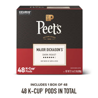 Peet's Coffee, Dark Roast Keurig K-Cup Pods, 100% Arabica Coffee - Major Dickason's Blend 48 Count (1 Box of 48 Pods)