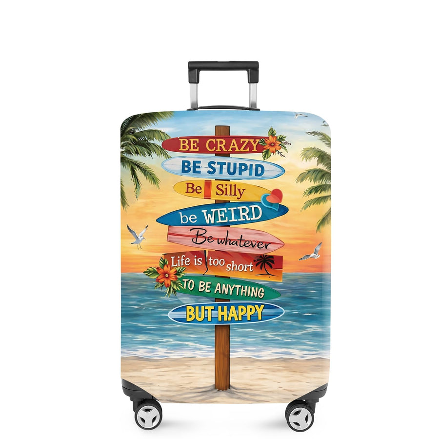 ANNA QUEEN Beach Quote Luggage Cover, Inspirational Summer Travel Suitcase Protector for 24-26 Inch Bags