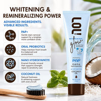 LOL Whitening Toothpaste Sensitive Teeth – Fluoride Free, Pap + Nano Hydroxyapatite Toothpaste, Coconut Oil, Probiotics & Xylitol, Natural Coconut Flavor
