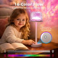 YJHAOTOU Waterproof Shower Lamp Sets with 16 Color Ocean Wave Projector, Rechargeable LED Light with Remote & Touch Control, Household lamp Sets 3 White Modes,USB-C for Bathroom, Bedroom, Spa Gifts