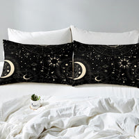 Feelyou Sun and Moon Fitted Sheet Boho Exotic Bedding Set Galaxy Astrology Bed Sheet Set for Boys Girls Kids Teens Bedroom Decor Chic Cute Luxury Zodiac Signs Bed Cover Bedding Sheet Queen Size 4Pcs