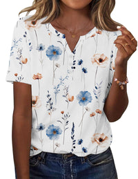 Zeagoo Shirts for Women Short Sleeve Floral Blouses 2025 Fashion Summer Clothes Business Work Dress Shirts