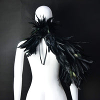 HOMELEX Black Witch Feather Collar Crow Shawl Costume Halloween Swan Wings Accessories Cape for Women