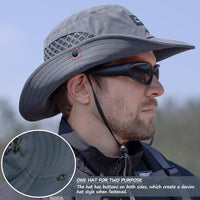 Sireck Fishing Hat, UPF50+ Wide Brim Sun Hat for Men Women, UV Protection Hiking Beach Bucket Hats Summer Safari Hat (Gray)
