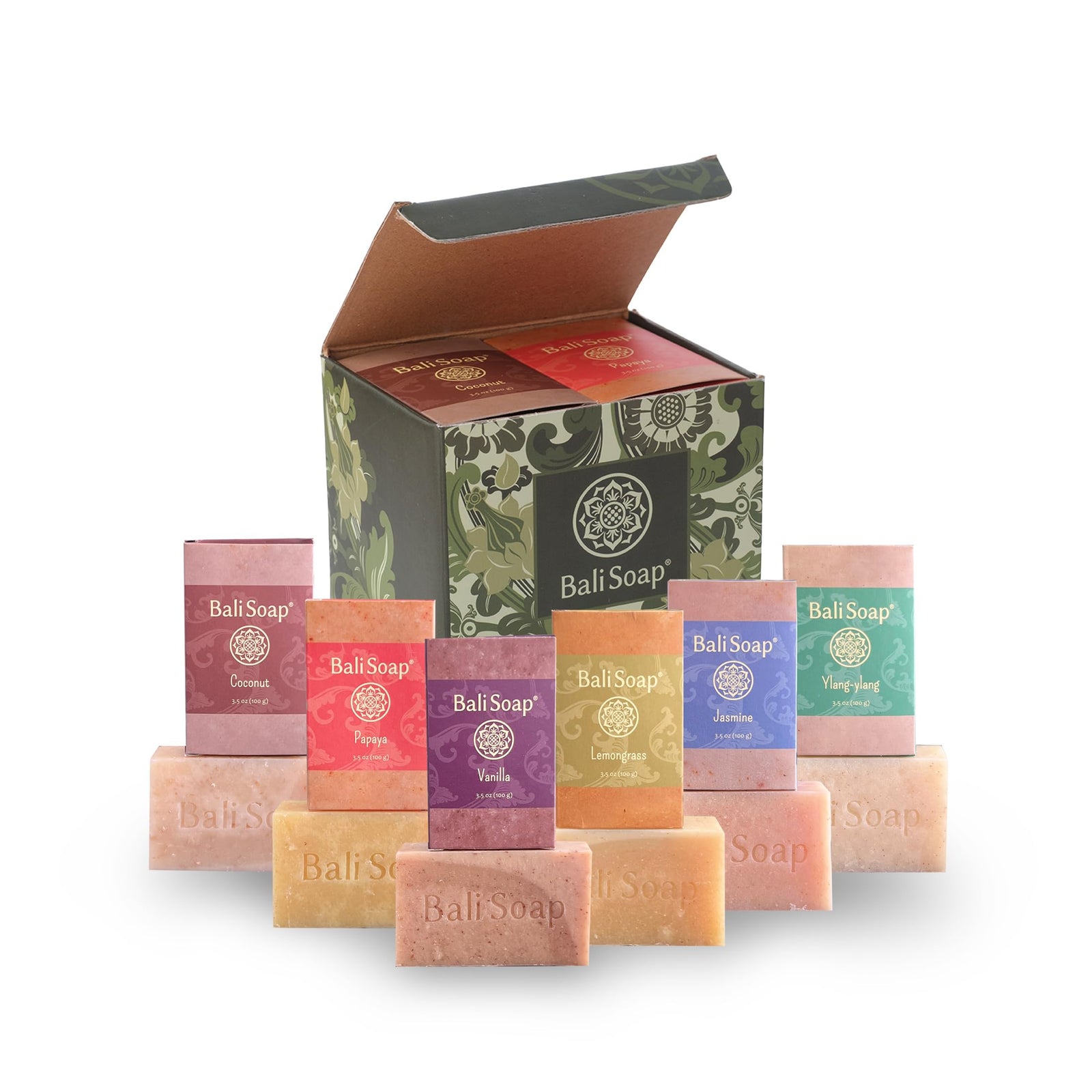 Bali Soap - Natural Handmade Soap Gift Set, 6 Bars, Plant Based Cold Process