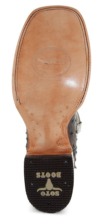 Soto Boots Men's H50031 Ostrich Print Cowboy Boots, 8.5 Brown