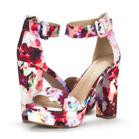DREAM PAIRS Womens HI-LO High Heel Platform Pump Sandal Orinthia,Size 7,Floral,HI-LO
