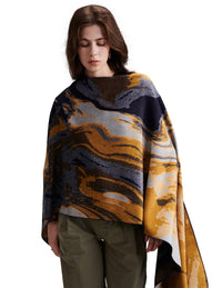 ZHE JIN Luxurious Silk Scarf Shawl Wraps for Women, Warm Soft Scarves Winter Gift for Her, 100% Brushed Mulberry Silk, Dream Painting - Gold Jacquard Reversible, 71"x24"