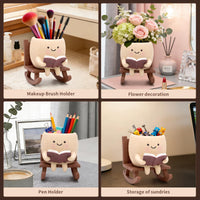 YOUOIVIA Rocking Chair Book Planter, Cute Smiley Face Succulent Plant Pots for Indoor Outdoor Plants, Unique Funny Flower Pots with Drainage Hole, Plant Gifts for Mother's Day, Birthday, Christmas