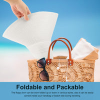DRESHOW Womens Big Bowknot Straw Hat Foldable Sun Hats Floppy Beach Hat Large Roll up Cap UPF 50+