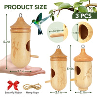 Hummingbird House, Small Hummingbird Houses for Outside, Wooden Bird House with Bow, String, Cute Gardening Gifts Home Decoration