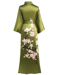 BABEYOND Kimono Robe Cover up with Box Long Floral Satin Sleepwear Silky Bathrobe Bachelorette Robe