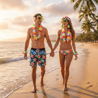 Hawaiian Outfits Accessories Set for Women, 8 PCS Summer Hula Dress Up Accessory with Tropical Flower Crown, Hibiscus Hair Clip, Leis, Bracelet, Earring and Sunglasses for Hawaii Beach Favors Supplies