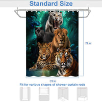 Funny Western Shower Curtains, Rustic Luxury Shower Curtains For Bathroom Set, Funky Masculine African Animal Bathroom Curtain With Hooks, Waterproof, Machine Washable Bath Curtain, 72x72 Inch, Green