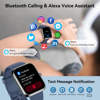 BOOOMIC Smart Watch with Alexa Built-in, 1.83" HD Touchscreen, Bluetooth 5.3 Calls/Notifications, Fitness Watch with Heart Rate/Sleep Monitor, 120+ Sports Modes, IP68 Waterproof Smartwatch (Blue)