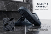 clootess Shower Shoes Slide for Men and Women Holes Bath Slipper Bathroom Sandal Pool Gym College Dorm Non-Slip Black 44.45