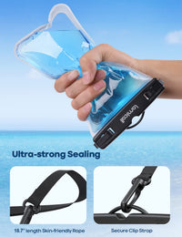 Lamicall Waterproof Phone Pouch Case - [2 Pack] IPX8 Beach & Cruise Essentials, Touch Screen, Easy Lock, Cell Phone Dry Bag for iPhone 17 16 15 14 13 12 11 Pro Max Plus, Galaxy S25, fit 7" with Case