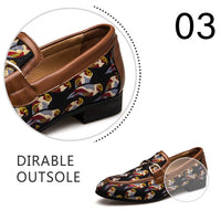 JITAI Men's Leather Shoes Pattern Printing Men's Dress Loafer Shoes Slip-on Casual Loafer Smoking Slipper, Brown/06, 11 US