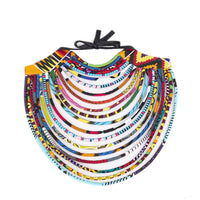BAZINRICHE Women's Necklaces Ankara Kente Necklace Long Multi Strand African Wax Collar