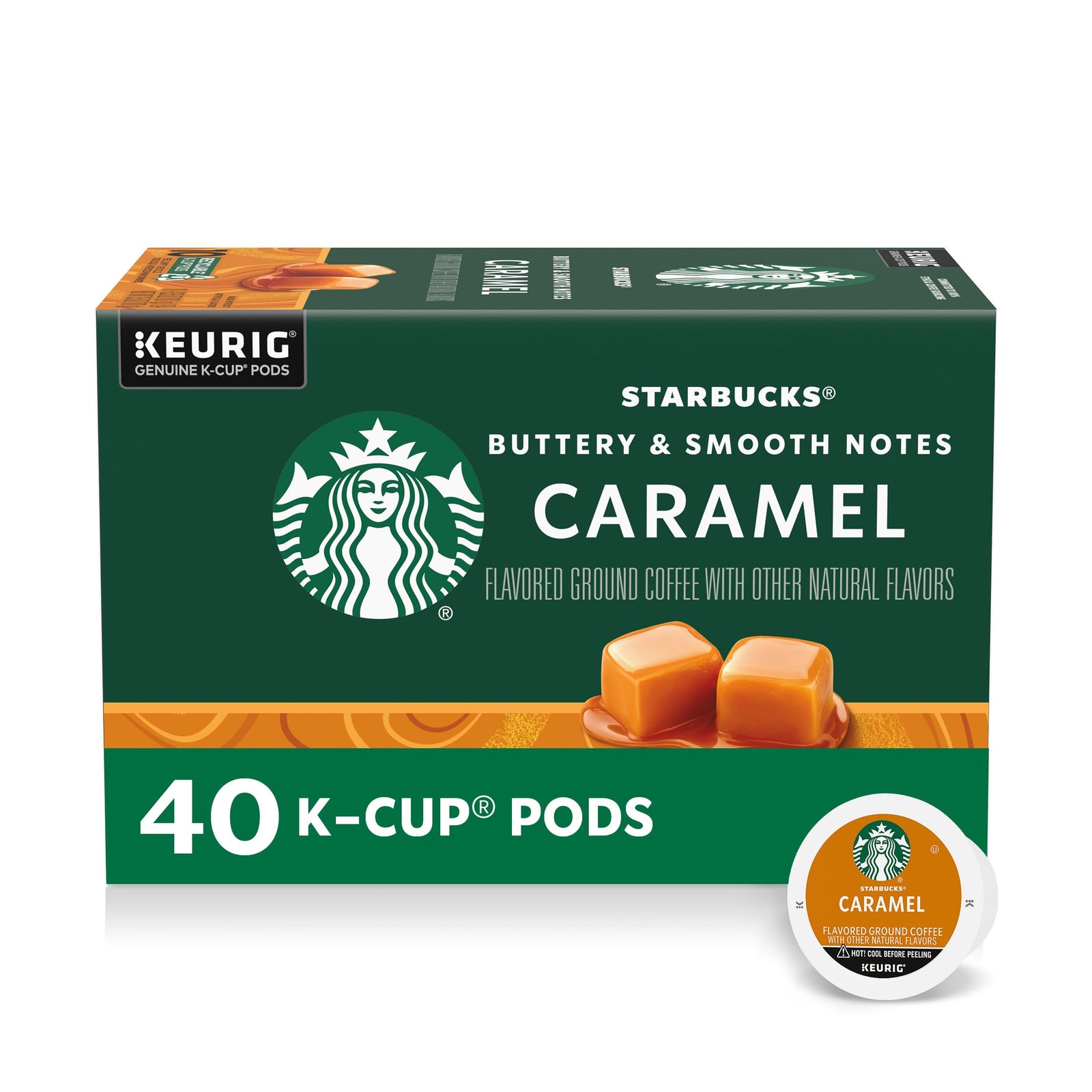 Starbucks K-Cup Coffee Pods, Caramel Flavored, 40 Count