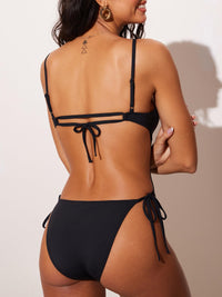 DOBREVA Women's One Piece Swimsuit Strappy Backless Bathing Suit Cut Out Lined Scoop Neck Adjustable Straps Swimwear Black Medium