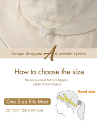 Sun Hats for Women Gardening Hat Wide Brim Ponytail Beach Sun Protection Breathable Cotton Summer Hat with Fold-Up Brim Beige