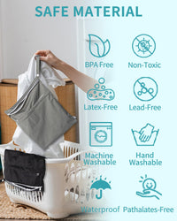 babygoal Wet Dry Bags 3 Pack, Waterproof Reusable Travel Bags for Swimsuits, Baby Cloth Diapers, Beach, Pool, Gym Bag & Wet Clothes with 2 Pockets L-BWG