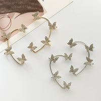 Butterfly Ear Cuffs Earrings Rhinestone Butterfly Ear Wrap No Piercing Ear Cuff Clip On Earrings for Women (Silver)