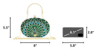 MAIRLOM Women's Evening Bags Sparkly Rhinestone Clutch Purses Luxury Diamond Peacock Handbag for Wedding Party Formal（Green Peacock）