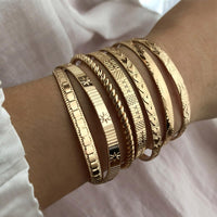 IFKM Gold Bangles Bracelets for Women 14k Gold Plated Multi Layer Stackable Cuff Bracelet Set
