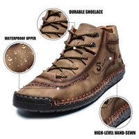 alcubieree Mens Casual Leather Shoes Ankle Chukka Boots Slip On Lightweight Loafers Mid top Walking Driving Sneakers for Male Brown Size 10