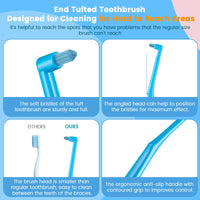 Fregum End Tuft Toothbrush for Orthodontic, Soft Bristles Angled Toothbrush for Braces, Implants, Retainers, Back Teeth, and Wisdom Teeth, 6 Pcs