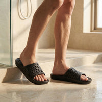 clootess Shower Shoes Slide for Men and Women Holes Bath Slipper Bathroom Sandal Pool Gym College Dorm Non-Slip Black 44.45