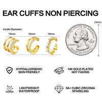 Dochais Ear Cuffs Non-Piercing Earrings for Women Cute Small Clip-On Cartilage Earring 14k Gold Plated Dainty Fake Piercings Earings Gold Style3