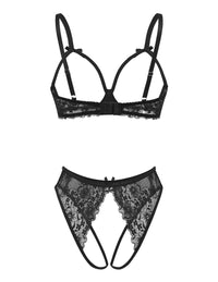 Avidlove Women's Exotic Lingerie Sets Naughty 2 Pieces Bra Panty Set Sexy Cutout Lace Lingerie Black Large