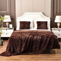YUSOKI Brown King Faux Fur Winter Blanket,2 Layers,90"x104",Without Pillows Big Soft Plush Fuzzy Large Warm Fluffy Blanket for Bed
