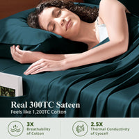 KRIMANO King Size Sheet Set, Viscose Bamboo Sheets for Bed Set 4pcs, 100% Viscose Derived from Bamboo, Hotel Luxury Silky & Cooling for Hot Sleepers, Deep Pocket Up to 17", Navy Blue